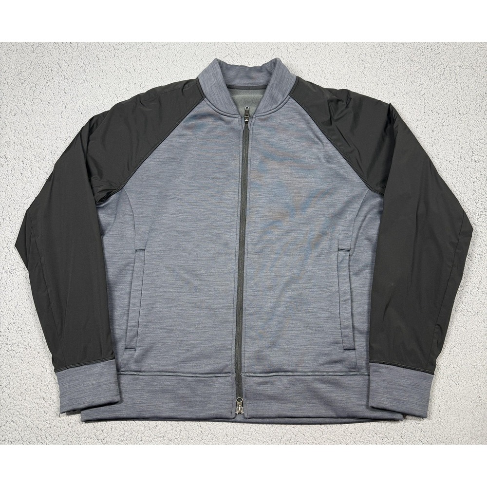 Lululemon Track Jacket Mens XL Gray Black Full Zip Colorblock Athletic Bomber
